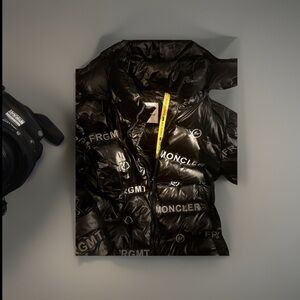 Moncler Shiny Black Logo Puffer Jacket